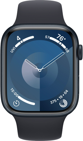 Apple Watch Series 9, 45 мм, корпус из алюминия цвета «тёмная ночь», спортивный ремешок цвета «тёмная ночь», Экран: 45, Цвет: Midnight / Тёмная ночь, изображение 2