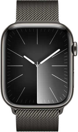 Apple Watch Series 9, 41 мм, корпус из нержавеющей стали цвета "графит", миланский сетчатый ремешок цвета "графит", Экран: 41, Цвет: Graphite / Графитовый, изображение 2