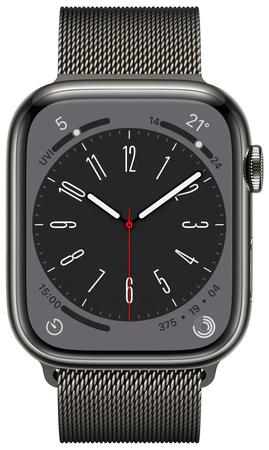 Apple Watch Series 8 45mm GPS+Cellular Graphite Stainless Steel Case with Milanese Loop, Экран: 45, Цвет: Graphite / Графитовый, Возможности подключения: GPS + Cellular, изображение 2