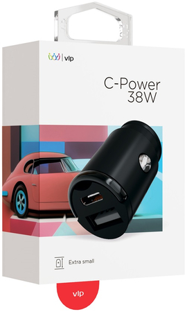 Автомобильное зарядное устройство VLP С-Power 38W USB-C+USB-A, PD, QC, черный, изображение 5