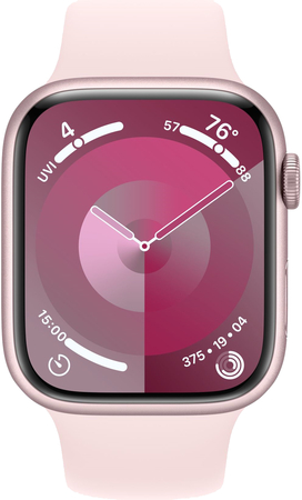 Apple Watch Series 9, 45 мм, корпус из алюминия розового цвета, спортивный ремешок нежно-розового цвета, Экран: 45, Цвет: Pink / Розовый, изображение 2