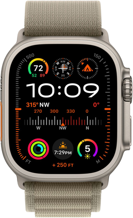 Apple Watch Ultra 2 GPS + Cellular, 49 мм, корпус из титана, ремешок Alpine оливкового цвета, Экран: 49, Цвет: Olive / Оливковый, изображение 2