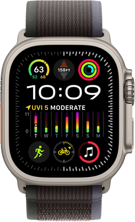 Apple Watch Ultra 2 GPS + Cellular, 49 мм, корпус из титана, ремешок Trail синего/черного цвета, Экран: 49, Цвет: Black / Черный, изображение 2
