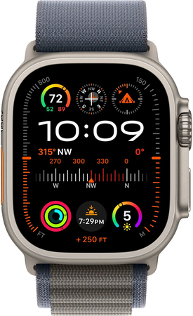 Apple Watch Ultra 2 GPS + Cellular, 49 мм, корпус из титана, ремешок Alpine синего цвета, Экран: 49, Цвет: Blue / Синий темный, изображение 2