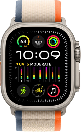 Apple Watch Ultra 2 GPS + Cellular, 49 мм, корпус из титана, ремешок Trail оранжевого/бежевого цвета, Экран: 49, Цвет: Beige / Бежевый, изображение 2