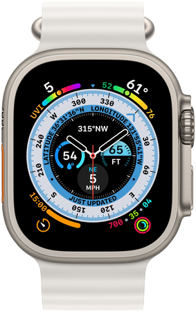 Apple Watch Series Ultra 49mm Titanium Case With White Ocean Band, Цвет: White / Белый, Возможности подключения: GPS + Cellular, изображение 2