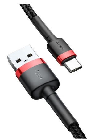 Кабель Baseus Cafule Cable USB For Type-C 2A 2M Red+Black, изображение 4