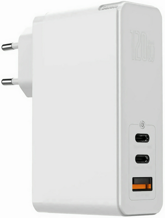 Сетевое зарядное устройство Baseus GaN Mini Quick Charger C+C+A 120W EU White (CCGAN-J02), изображение 2