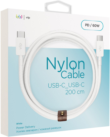 Кабель VLP Nylon USB C - USB C 2m White, Цвет: White / Белый, изображение 2