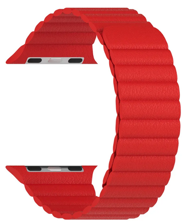 Ремешок кожаный рифленый для Apple Watch 44mm Red