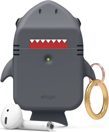 Чехол Elago для AirPods Gen 1 & 2 Unique Shark Hang case Dark grey