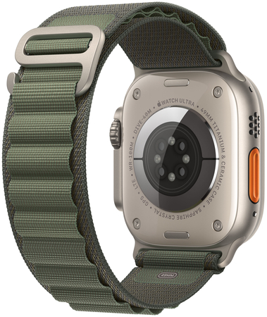 Apple Watch Series Ultra 49mm Titanium Case With Green Alpine Loop, Цвет: Green / Зеленый, Возможности подключения: GPS + Cellular, изображение 3