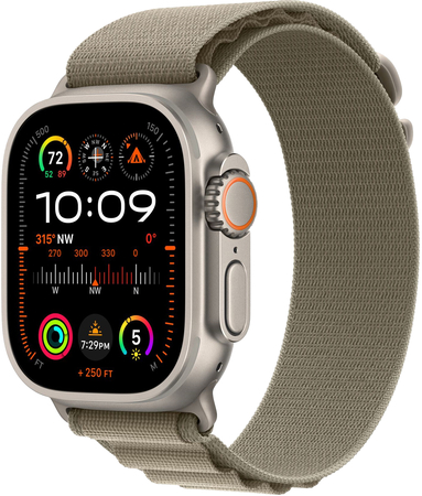 Apple Watch Ultra 2 GPS + Cellular, 49 мм, корпус из титана, ремешок Alpine оливкового цвета, Экран: 49, Цвет: Olive / Оливковый
