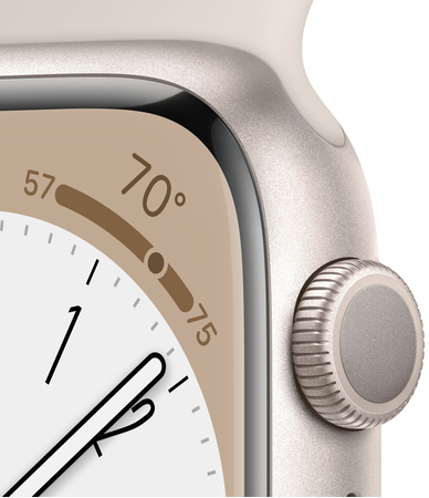 Apple Watch Series 8 45mm GPS Starlight Aluminum Case with Starlight Sport Band, Экран: 45, Цвет: Gold / Золотой, Возможности подключения: GPS, изображение 3