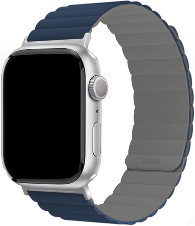 Ремешок магнитный силиконовый uBear Mode для Apple Watch, M/L, синий/серый, Цвет: Blue / Синий
