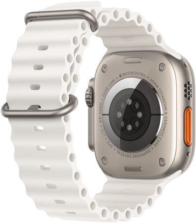 Apple Watch Series Ultra 49mm Titanium Case With White Ocean Band, Цвет: White / Белый, Возможности подключения: GPS + Cellular, изображение 3