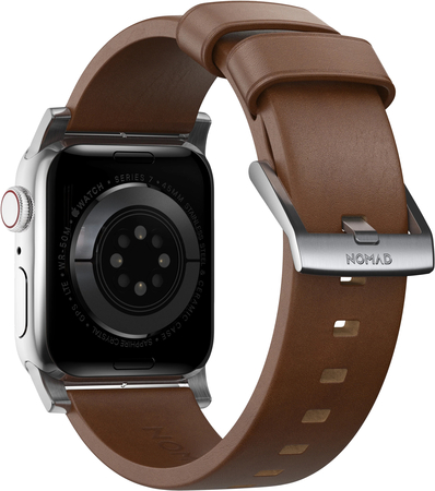 Ремешок Nomad Modern Band Leather Strap Brown, silver - Apple Watch 49mm/45mm, изображение 4