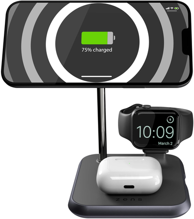 БЗУ ZENS 4-in-1 Magnetic + Watch Wireless Charger Black, изображение 6