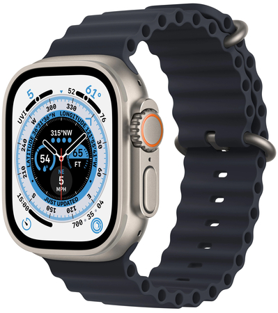 Apple Watch Series Ultra 49mm Titanium Case With Midnight Ocean Band, Цвет: Midnight / Тёмная ночь, Возможности подключения: GPS + Cellular