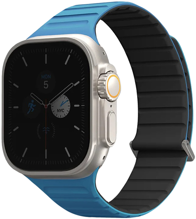 Ремешок для Apple Watch 49/45/44/42 mm Uniq Revix EVO reversible Magnetic Pacific Blue/Black, Цвет: Blue / Голубой