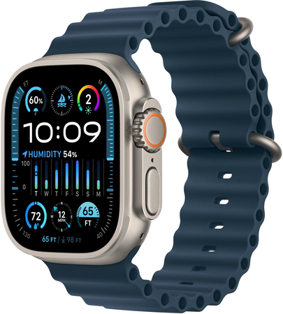 Apple Watch Ultra 2 GPS + Cellular, 49 мм, корпус из титана, ремешок Ocean синего цвета, Экран: 49, Цвет: Blue / Синий
