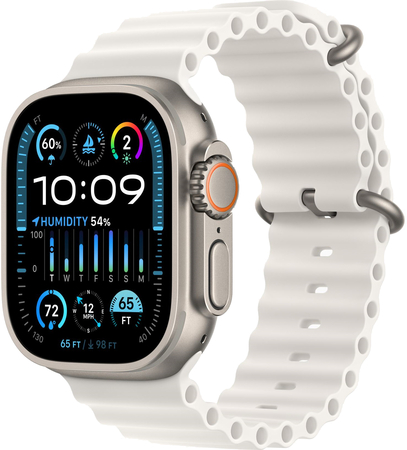 Apple Watch Ultra 2 GPS + Cellular, 49 мм, корпус из титана, ремешок Ocean белого цвета, Экран: 49, Цвет: White / Белый