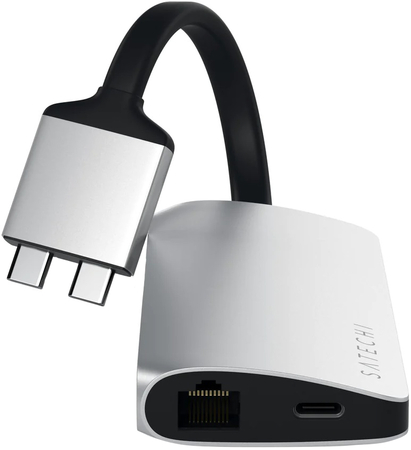 USB-хаб Satechi Type-C Dual Multimedia Adapter для Macbook с двумя портами USB-C Silver, изображение 3