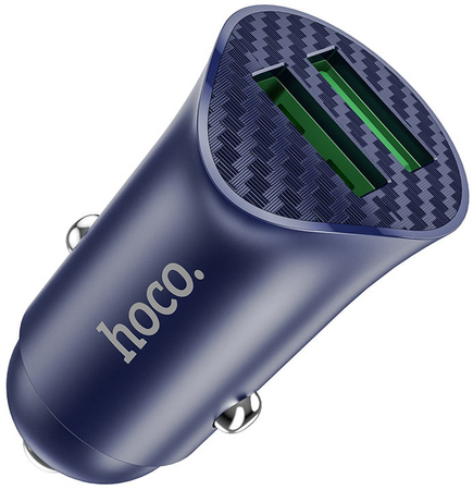 Автомобильное зарядное устройство Hoco Z39 Lightning Dual Port Blue