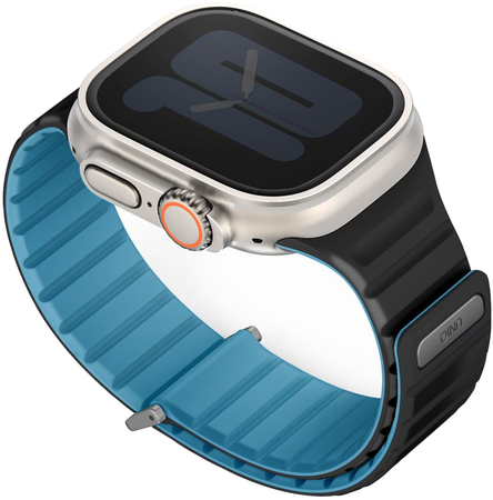 Ремешок для Apple Watch 49/45/44/42 mm Uniq Revix EVO reversible Magnetic Pacific Blue/Black, Цвет: Blue / Голубой, изображение 3