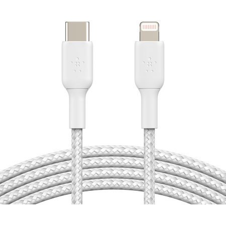 Кабель Belkin BoostCharge USB-C Braided Cable with Lightning Connector 2м белый