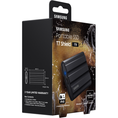 Внешний SSD Samsung T7 Shield 1Tb (MU-PE1T0S/WW) Black, Объем накопителя: 1 Тб, Цвет: Black / Черный, изображение 10