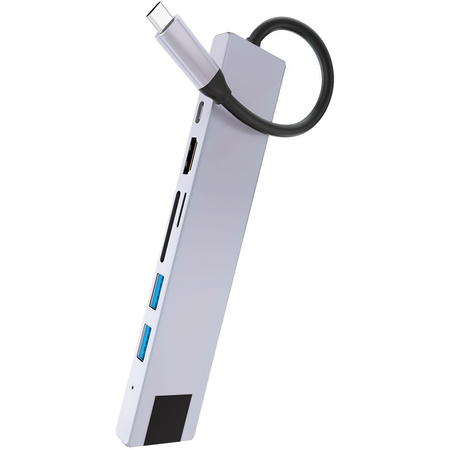 USB-хаб Multiport Hub 7 в 1 VLP серебристый, Цвет: Silver / Серебристый
