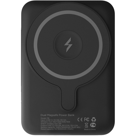 Аккумулятор внешний VLP Dual Magsafe PowerBank 5000 mAh 3A USB-C Black, Цвет: Black / Черный