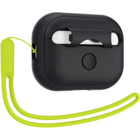 Защитный чехол Spigen Silicon Fit with Strap for AirPods Pro 1 / 2 Black/Phantom Green, изображение 4