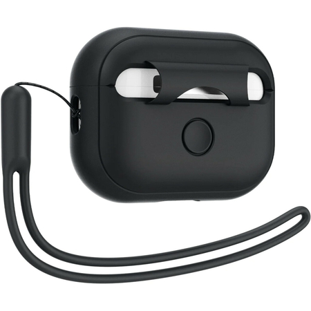 Защитный чехол Spigen Silicon Fit with Strap for AirPods Pro 1 / 2 Black, изображение 2