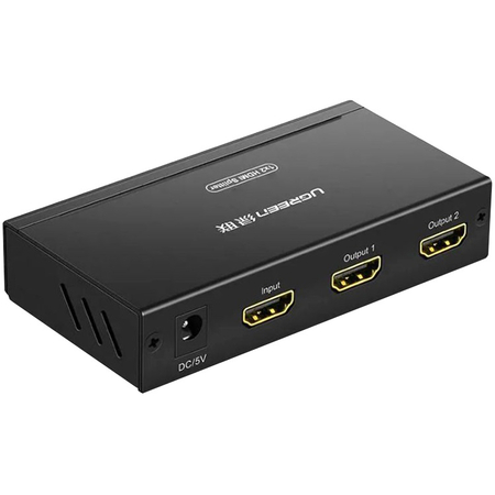 Сплиттер UGREEN 40201 HDMI 1x2 Splitter с адаптером питания 5V 2A DC Black