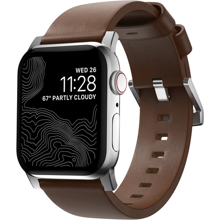 Ремешок Nomad Modern Band Leather Strap Brown, silver - Apple Watch 49mm/45mm