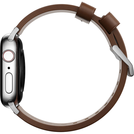 Ремешок Nomad Modern Band Leather Strap Brown, silver - Apple Watch 49mm/45mm, изображение 5