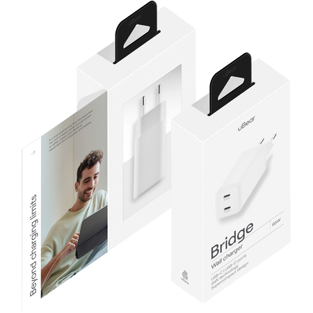 Сетевое зарядное устройство uBear Bridge 65W 2х Type-C (WC28WHPD65-2C) Белый, изображение 4