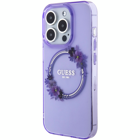 Чехол для iPhone 15 Pro Guess PC/TPU Flowers Wreath Hard Purple (MagSafe), Цвет: Purple / Сиреневый, изображение 2