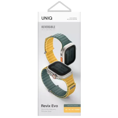 Ремешок для Apple Watch 49/45/44/42 mm Uniq Revix EVO reversible Magnetic Viridian Green/Burnt Yell, Цвет: Green / Зеленый, изображение 5
