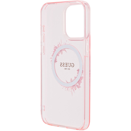 Чехол для iPhone 15 Pro Max Guess PC/TPU Flowers Wreath Hard Pink (MagSafe), Цвет: Pink / Розовый, изображение 2