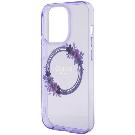 Чехол для iPhone 15 Pro Guess PC/TPU Flowers Wreath Hard Purple (MagSafe), Цвет: Purple / Сиреневый, изображение 4