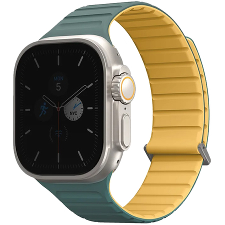 Ремешок для Apple Watch 49/45/44/42 mm Uniq Revix EVO reversible Magnetic Viridian Green/Burnt Yell, Цвет: Green / Зеленый