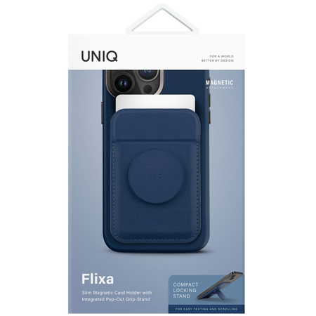 Картхолдер Uniq FLIXA Magnetic card holder Pop-out Grip-stand Navy Blue, Цвет: Blue / Синий, изображение 3