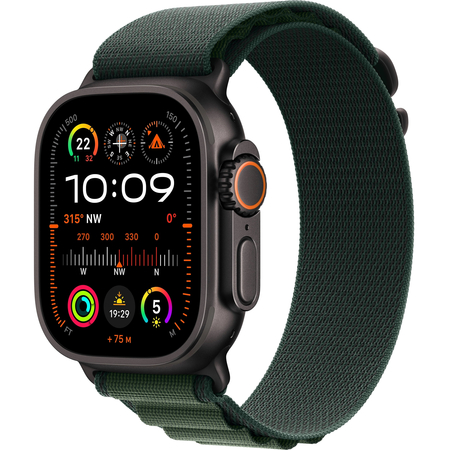 Apple Watch Ultra 2 GPS + Cellular, 49 мм, корпус из черного титана, ремешок Alpine зеленого цвета, Экран: 49, Цвет: Dark green / Темно-зеленый