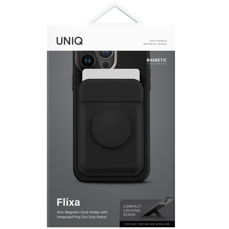 Картхолдер Uniq FLIXA Magnetic card holder Pop-out Grip-stand Jet Black, Цвет: Black / Черный, изображение 4