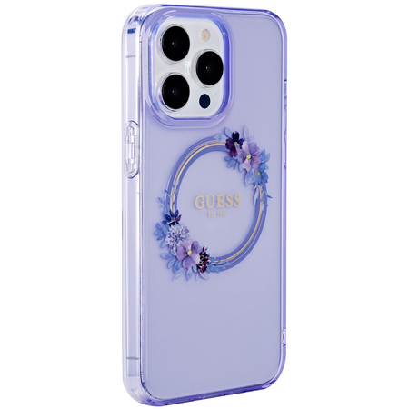 Чехол для iPhone 15 Pro Max Guess PC/TPU Flowers Wreath Hard Purple (MagSafe), Цвет: Violet / Фиолетовый, изображение 4