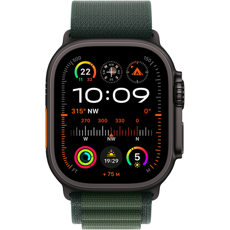 Apple Watch Ultra 2 GPS + Cellular, 49 мм, корпус из черного титана, ремешок Alpine зеленого цвета, Экран: 49, Цвет: Dark green / Темно-зеленый, изображение 2