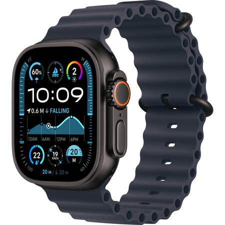 Apple Watch Ultra 2 GPS + Cellular, 49 мм, корпус из черного титана, ремешок Ocean темно-синего цвета, Экран: 49, Цвет: Blue / Синий темный